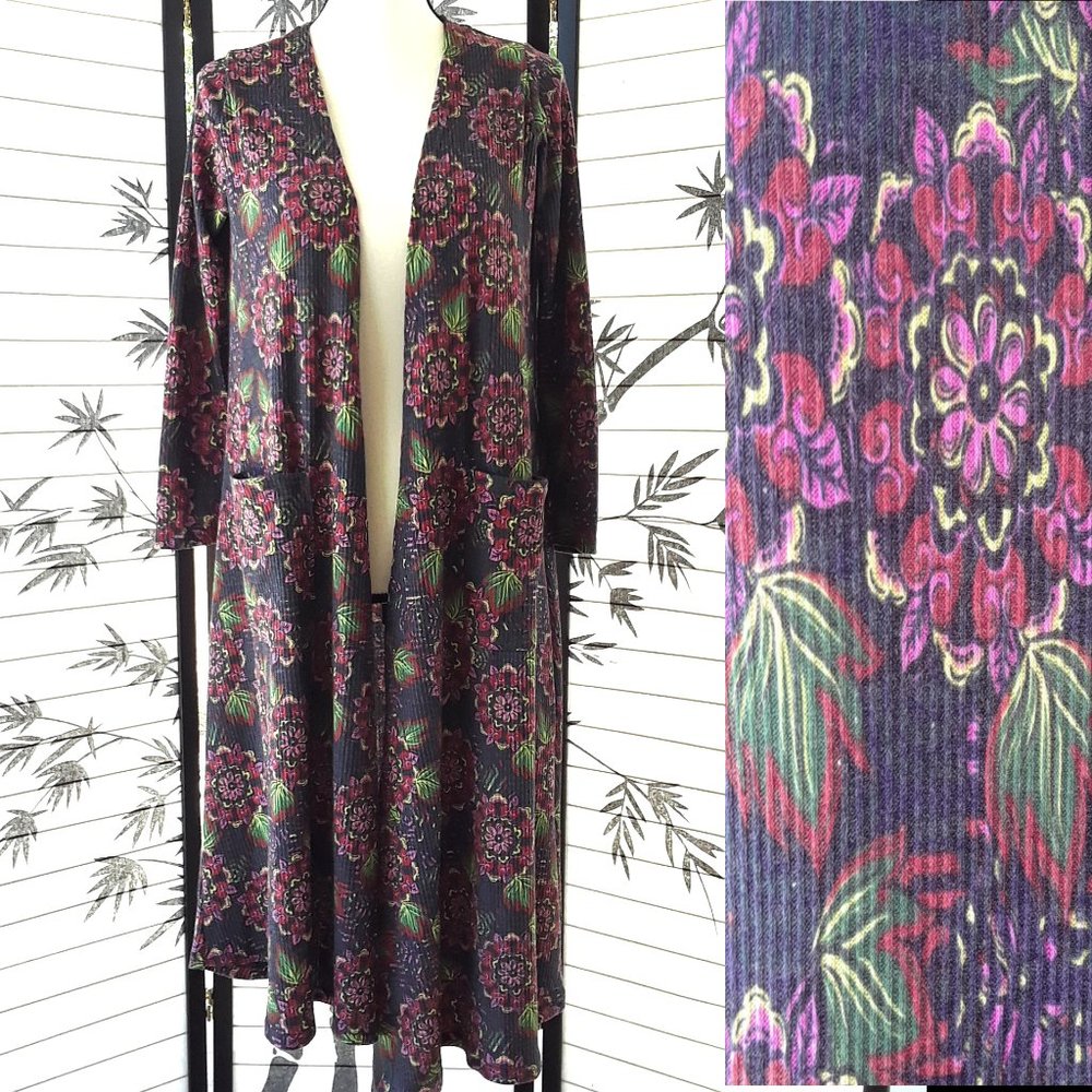 LulaRoe Purple Floral Oversized Cardigan Duster